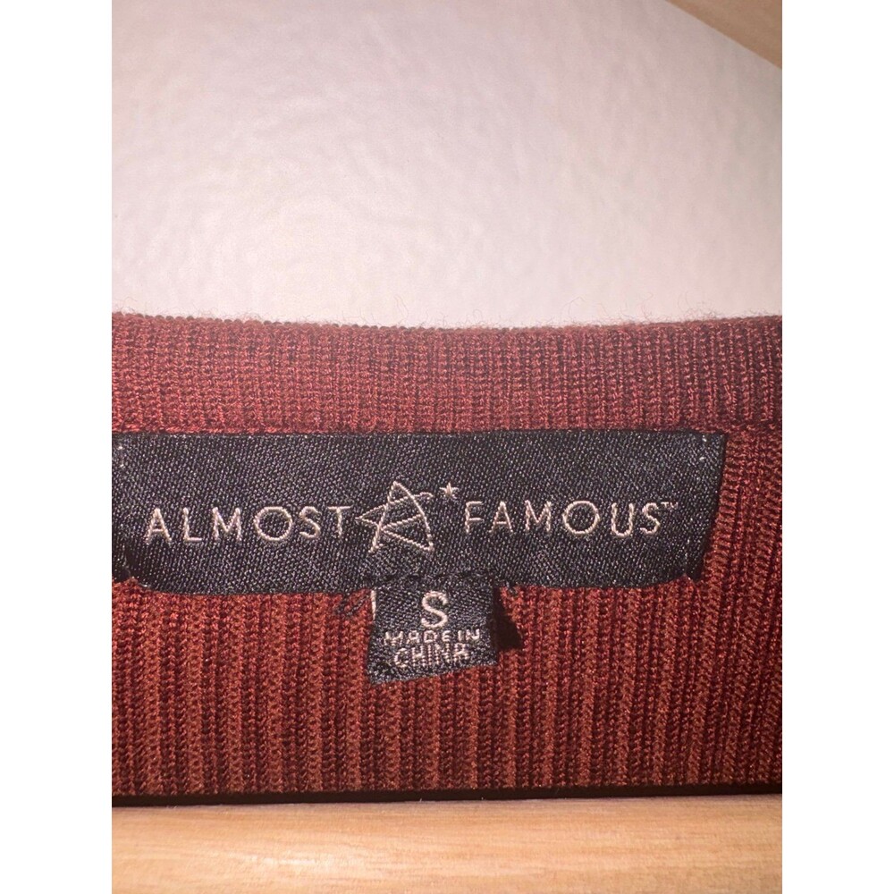 Rust Fitted Knit Crop Top by Almost Famous - Size Small - Picture 2 of 4